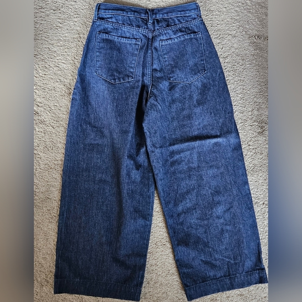 Banana Republic-Organic Cotton Ĉote High Rise Wide Leg Pleated Jeans Sz 29 - Picture 3 of 10